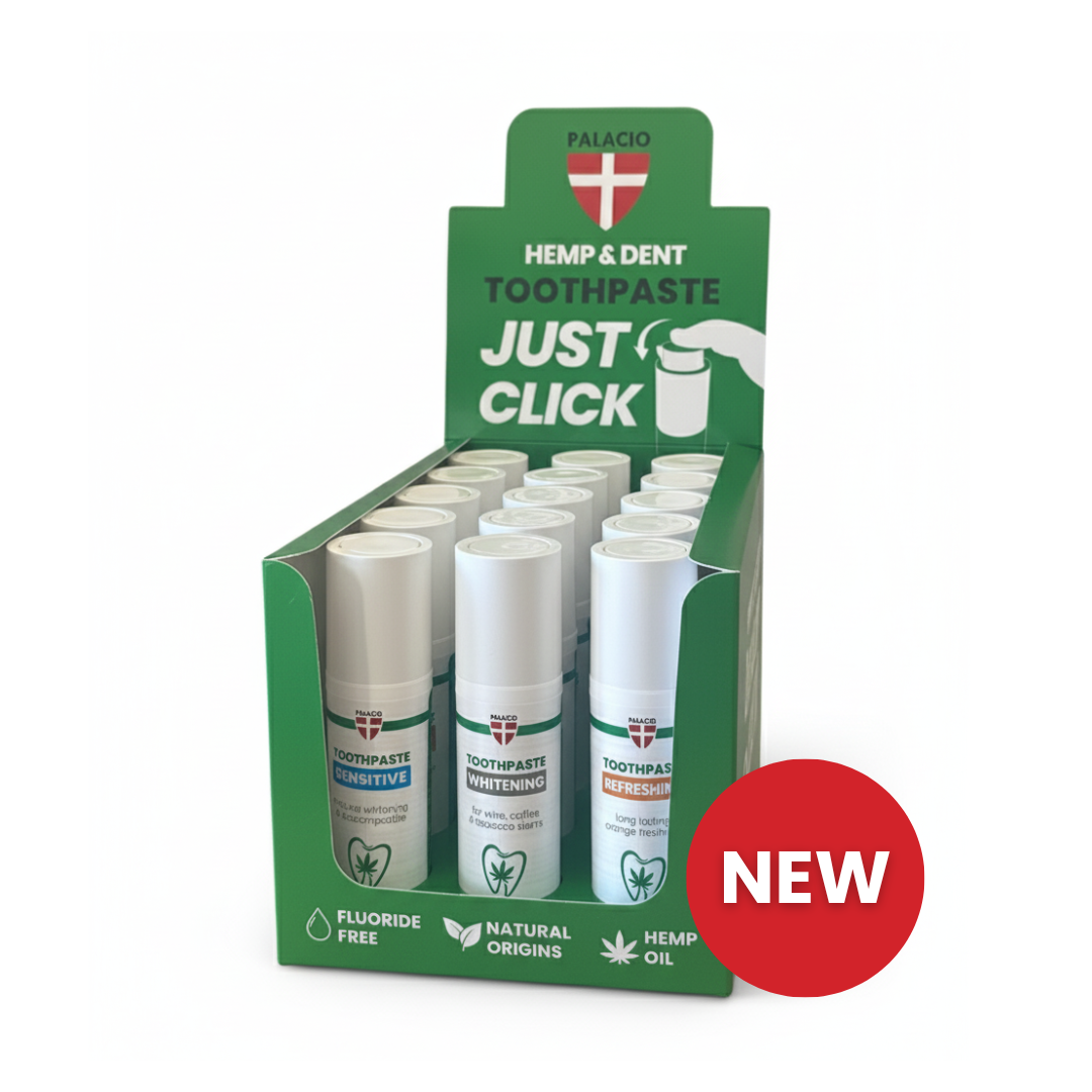 Display Dentifrices à l'Huile de Chanvre - Trio 15 pcs, 75 g Palacio - CBDelys