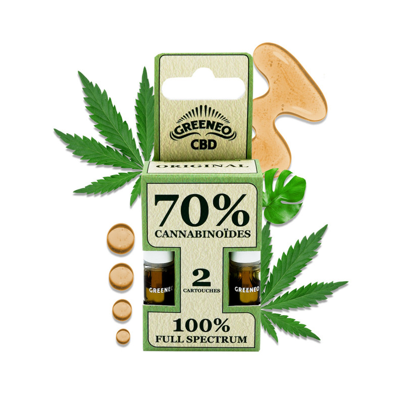 Cartouche e-liquide CBD full spectrum 70% - 2 pcs – GREENEO sans nicotine – détail 2