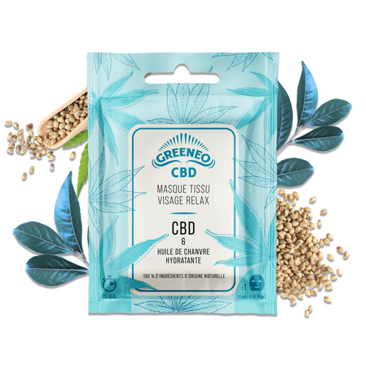 Masque tissu relaxant visage CBD | GREENEO - CBDelys