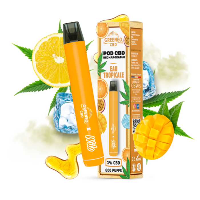 Pod CBD Rechargeable Eau Tropicale – GREENEO – vue principale