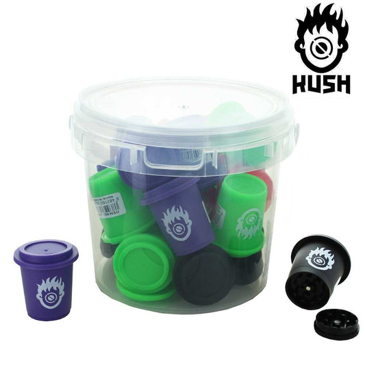 Lot de 18 Boites en plastique Kush avec mini Grinder – vue principale