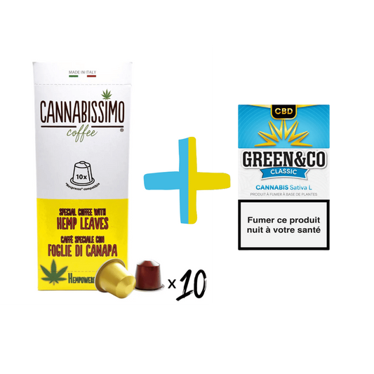 Pack CBD Café & Cigarette - Capsules Cannabissimo + Green&Co Classic - CBDelys