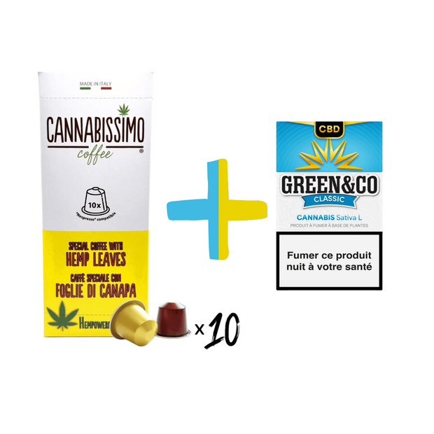 Pack CBD Café & Cigarette - Capsules Cannabissimo + Green&Co Classic - CBDelys