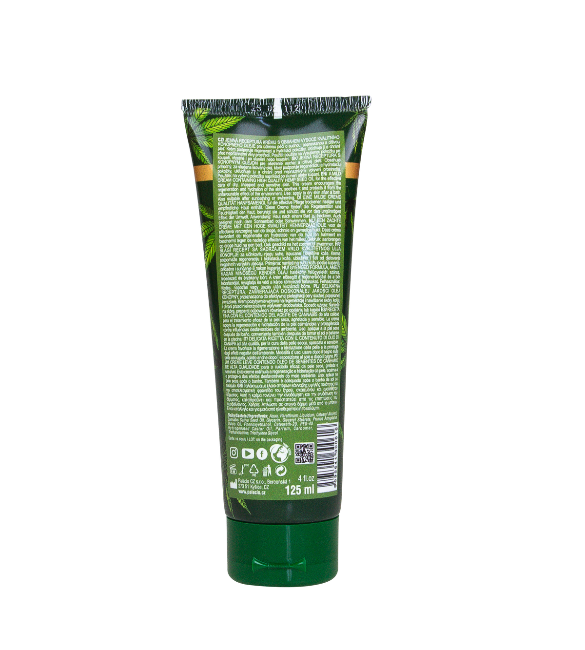 Crème mains au chanvre BIO - Soin nourrissant, 125 ml Palacio - CBDelys