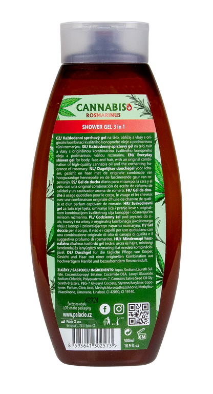 Gel Douche Cannabis & Romarin 3-en-1, 500 ml Palacio - CBDelys