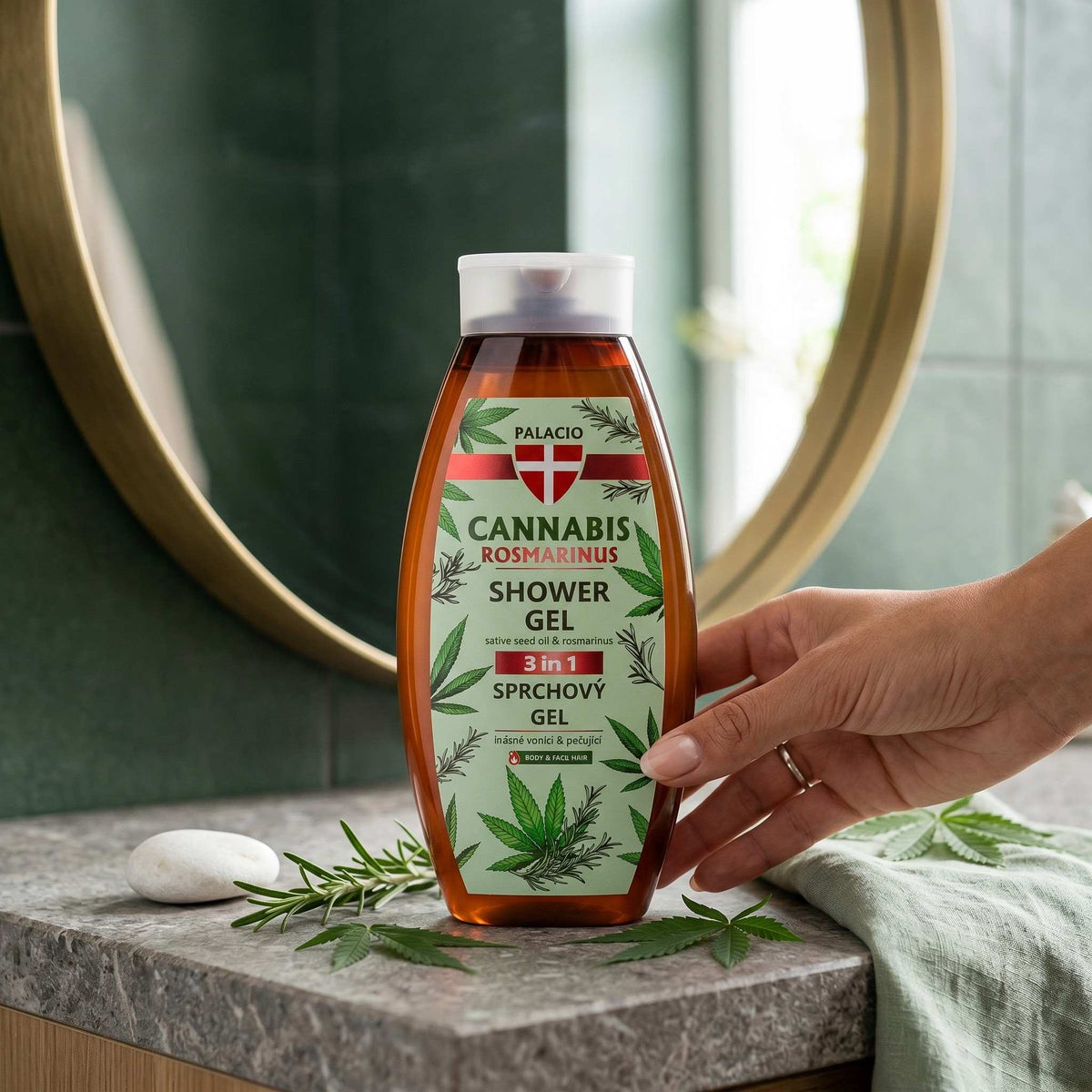 Gel Douche Cannabis & Romarin 3-en-1, 500 ml Palacio - CBDelys