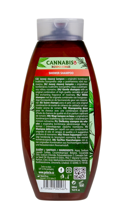Shampooing Cannabis Romarin à l'Huile de Chanvre, 500 ml Palacio - CBDelys