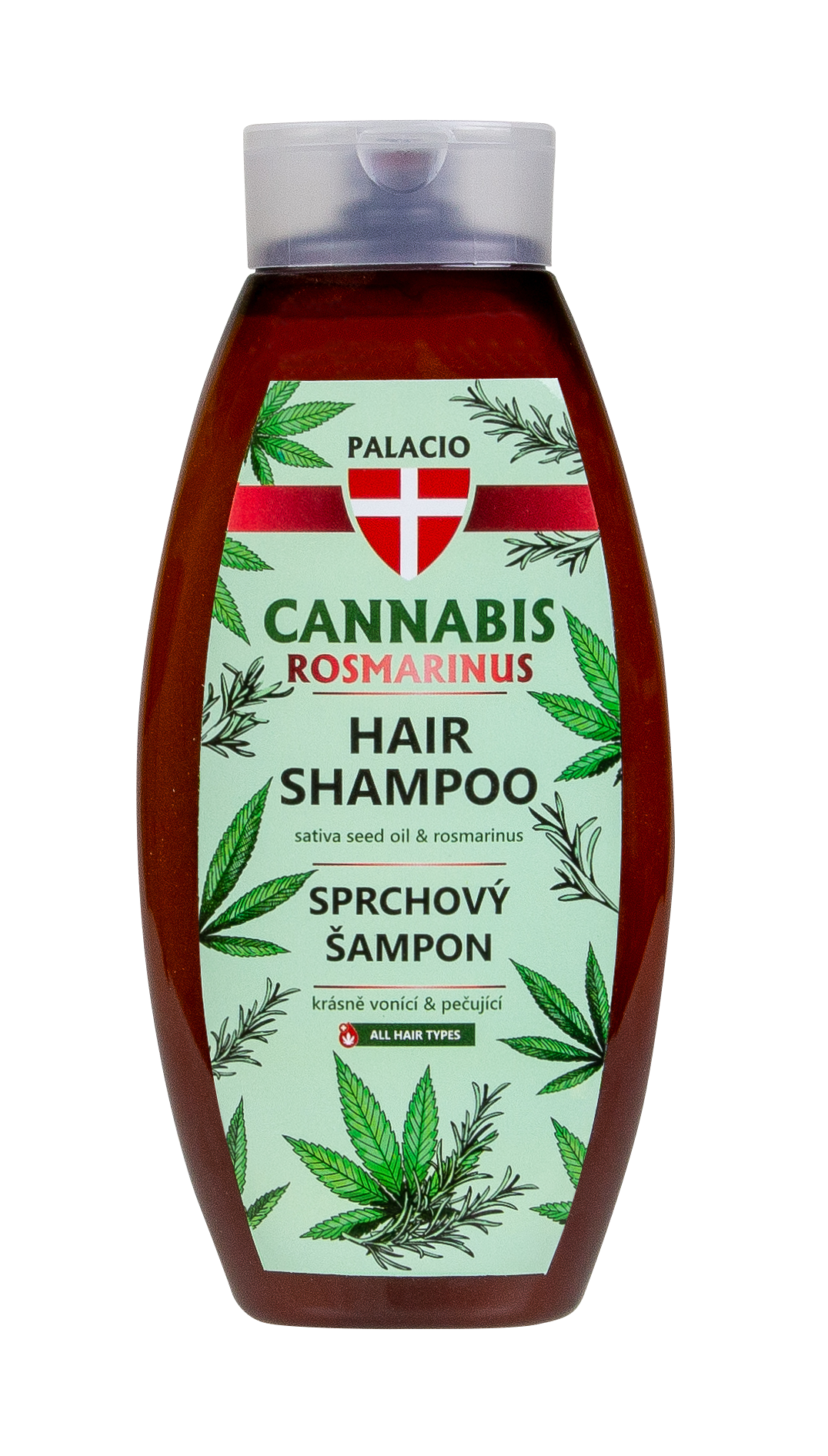 Shampooing Cannabis Romarin à l'Huile de Chanvre, 500 ml Palacio - CBDelys