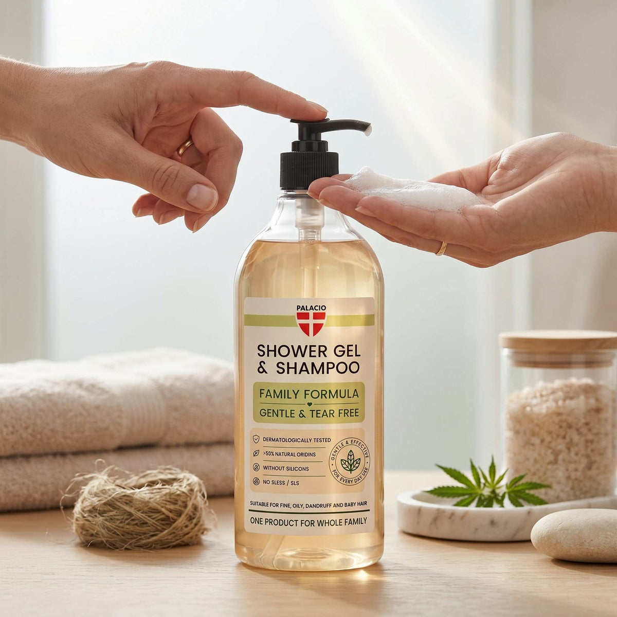 Shampoing-Douche 2en1 BioHemp à l'Huile de Chanvre - Famille Palacio - CBDelys