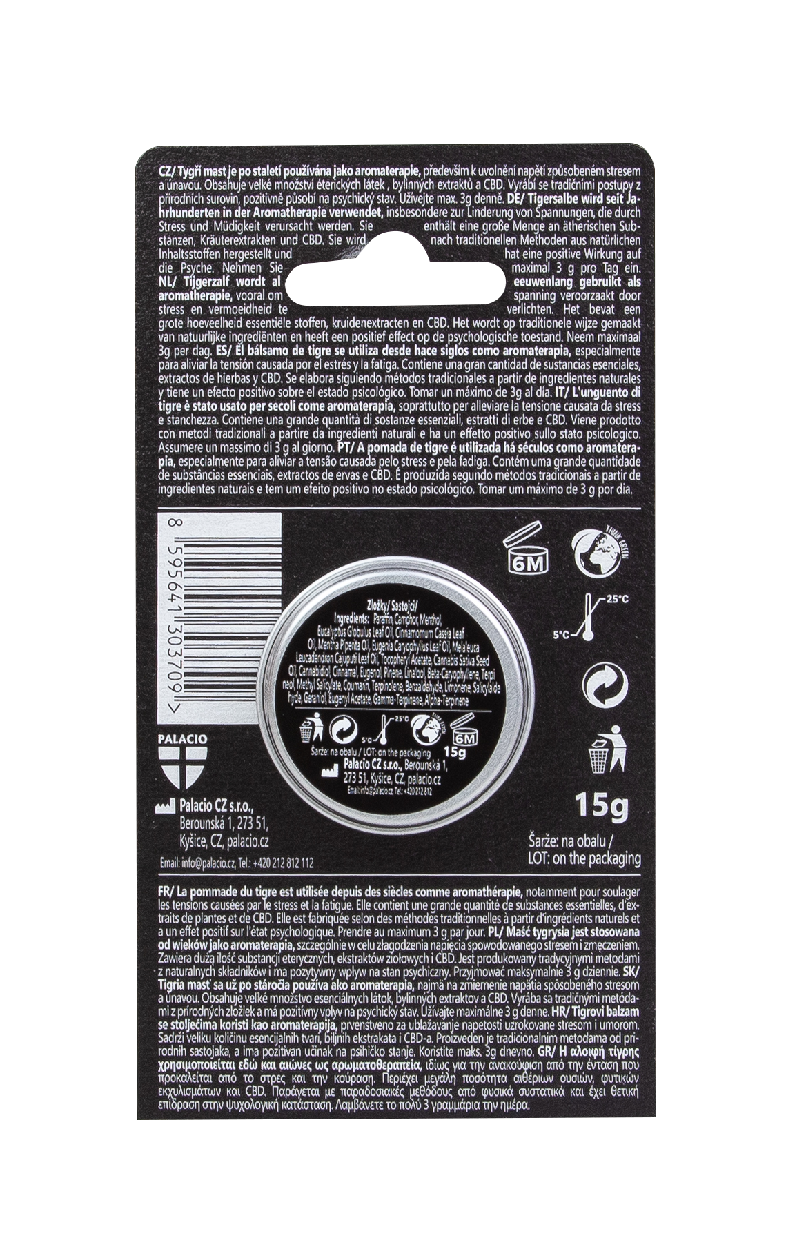 Tiger – Baume du Tigre au CBD & Huiles Essentielles, 15g Palacio - CBDelys