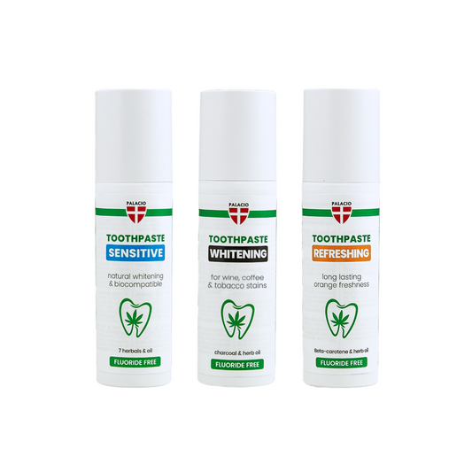 Display Dentifrices à l'Huile de Chanvre - Trio 15 pcs, 75 g Palacio - CBDelys