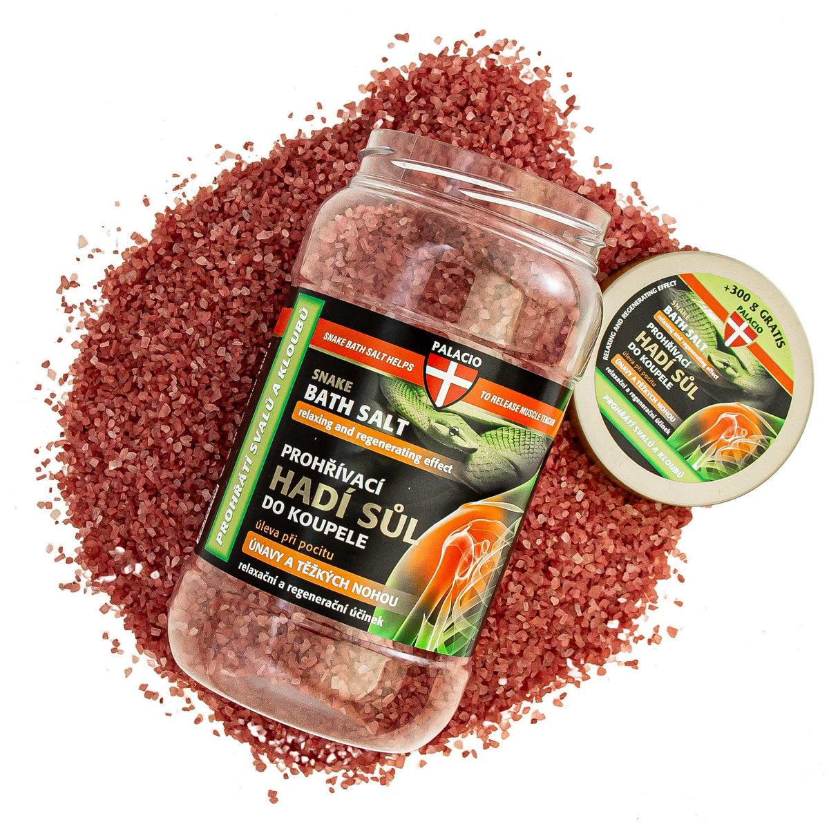 Sel de bain au venin de serpent & chanvre 1200 g PALACIO - CBDelys