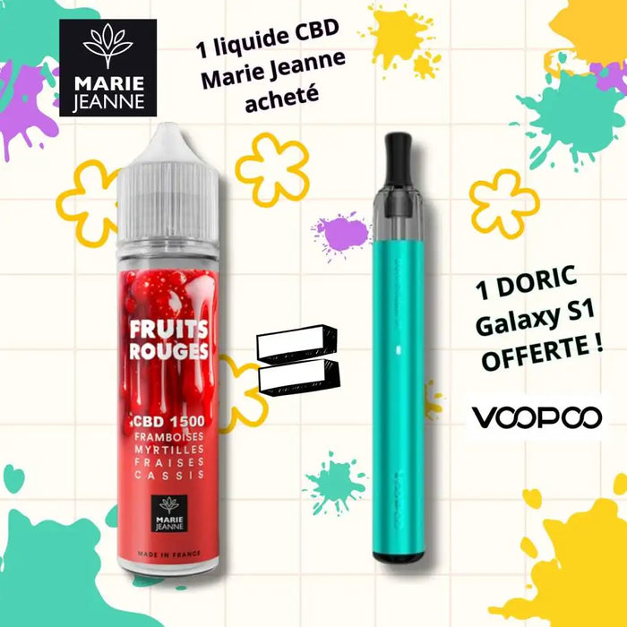 Pack E-liquide CBD Fruits Rouges Marie Jeanne + pod Doric Galaxy S1 – 50 ml – vue principale